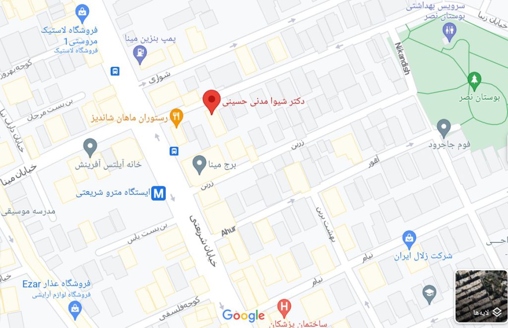 نقشه مطب دکتر شیوا مدنی حسینی