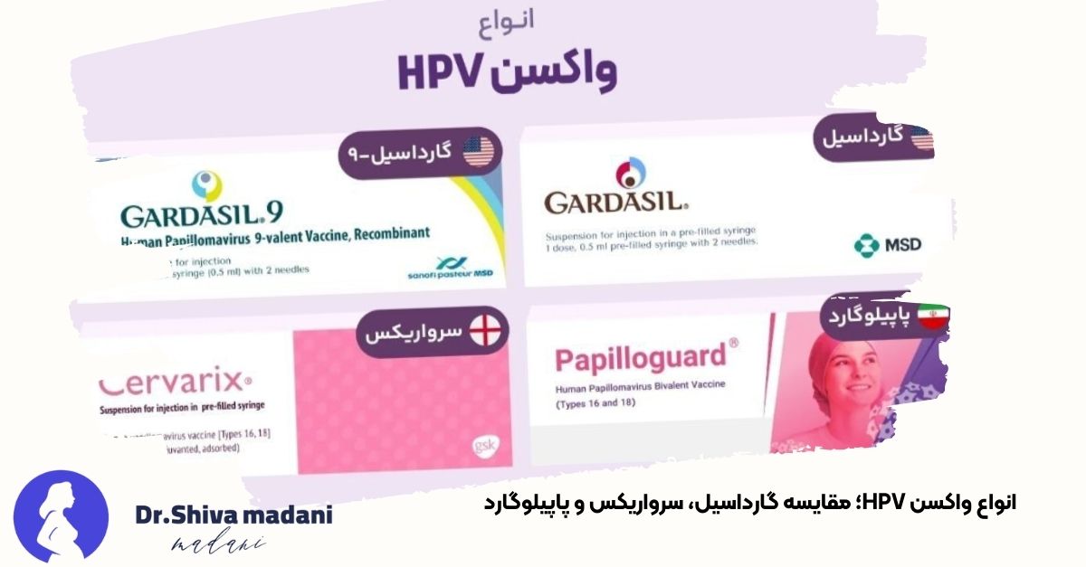 تصویری از انواع واکسن‌های HPV - دکتر شیوا مدنی حسینی